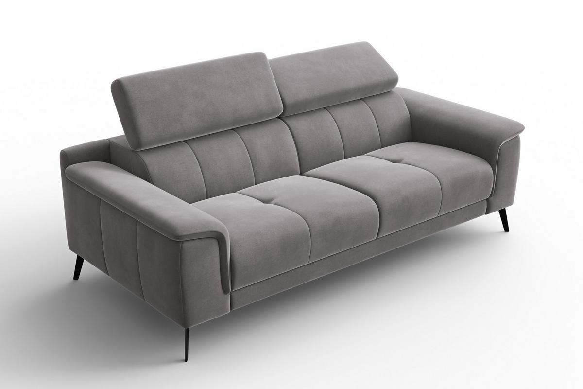 SOFA FIERO 3-Sitzer, Dunkelgrauer Veloursstoff - Dunkelgrau/Schwarz, Holz/Textil (212/82/103cm) - Courtois Laville