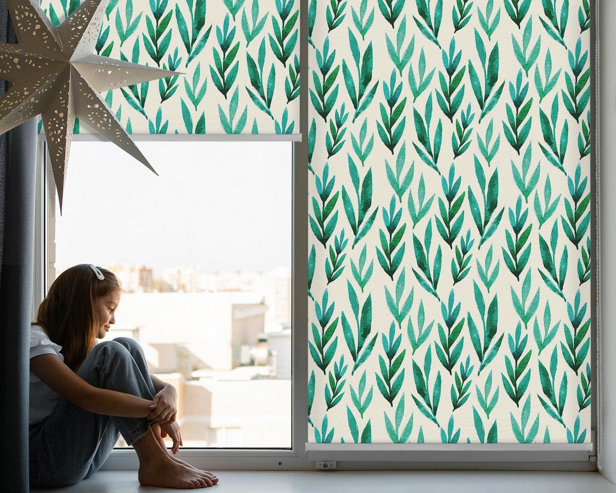 INNENROLLO - Fensterrollo - Rollo - 90x180 cm - Pflanzen - Grün, Kunststoff (90/180/0.5cm) - TULUP