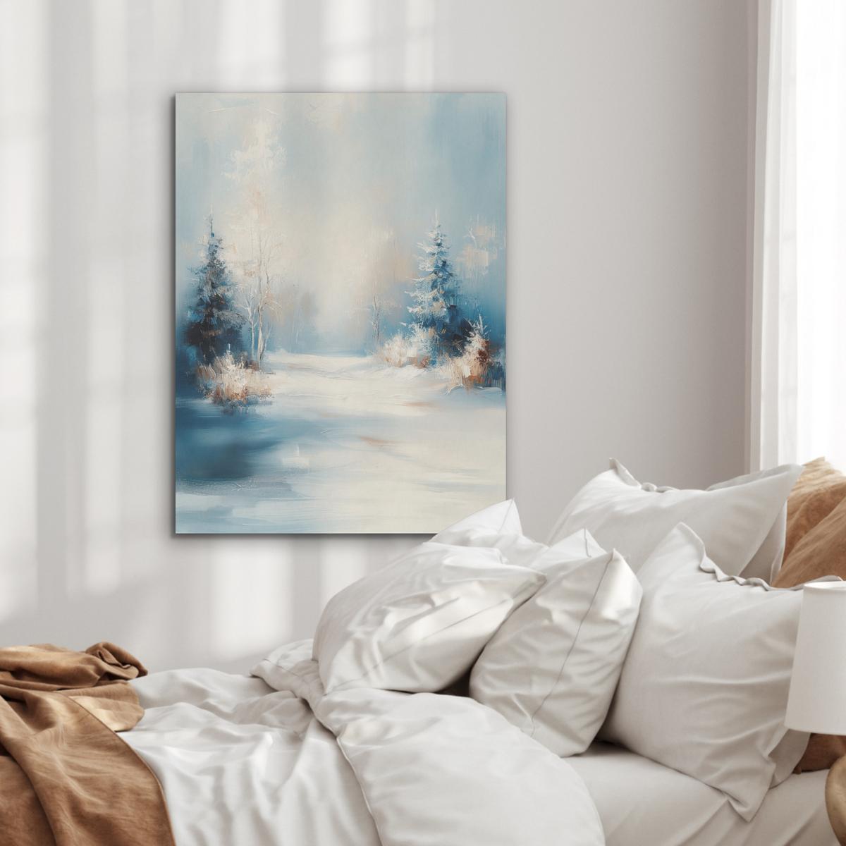 AKUSTIKBILD Wald - Winter - Natur - Abstrakt - Schnee Wandbilder 60x80 cm - Weiß, Kunststoff (60/80/0.9cm) - MuchoWow