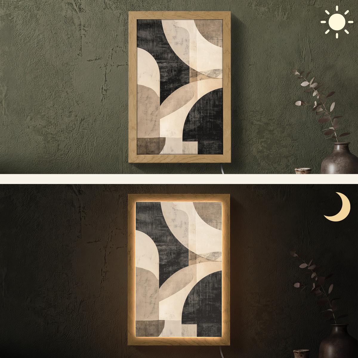 WANDLEUCHTE Abstrakt - Formen - Modern - Beige 20x30 cm - Grau, Holzwerkstoff (20/30/8cm) - OnlyWow