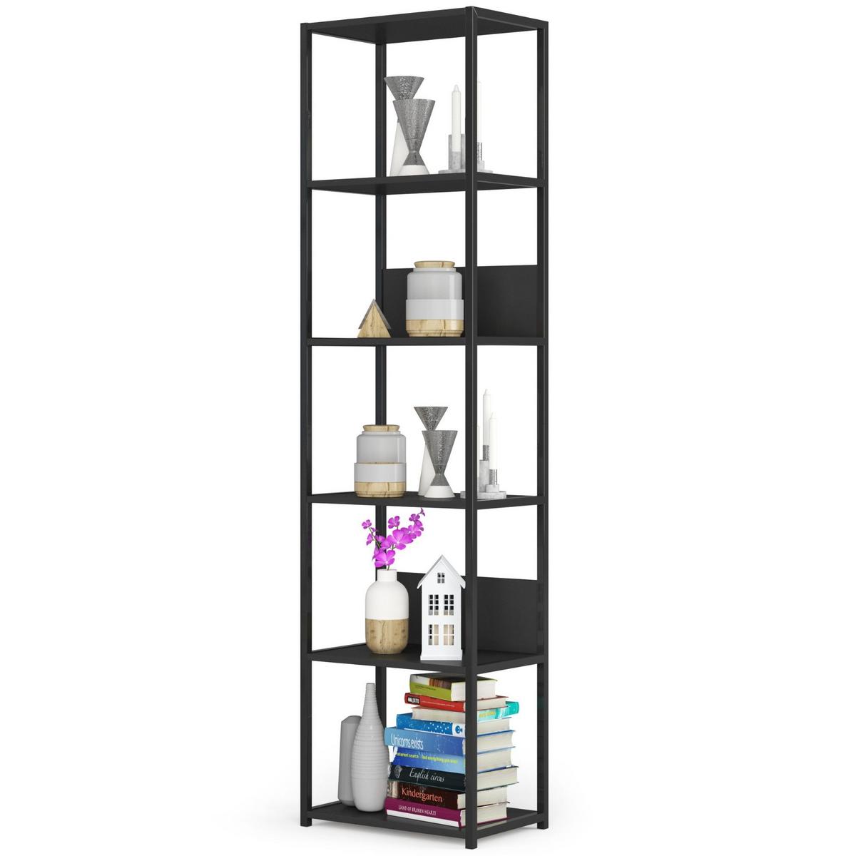 STANDREGAL Schwarz, Schwarz 192/50/32 - Schwarz, Holzwerkstoff (50/192/32cm) - RAUMHIRSCH FURNITURE