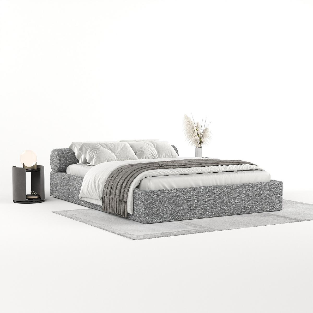POLSTERBETT Solvo mit Stauraum 140/200 cm Hellgrau im Blur Stoff - Hellgrau/Schwarz, Holz/Holzwerkstoff (140/200cm) - AltaBeds