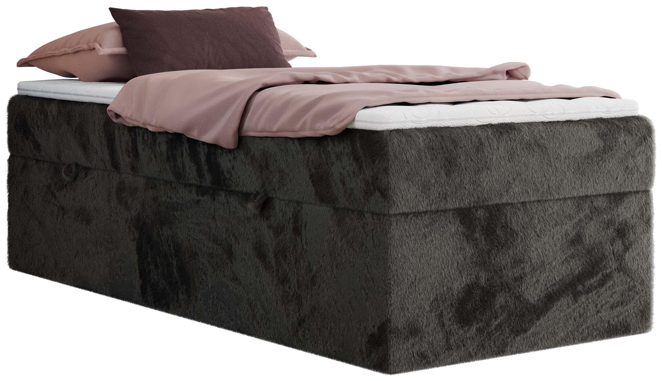 BOXBETT ZERO 90/200 - Dunkelgrau Plüsch - H3 - Topper T25 - Grau, Textil (90/200cm) - MKS