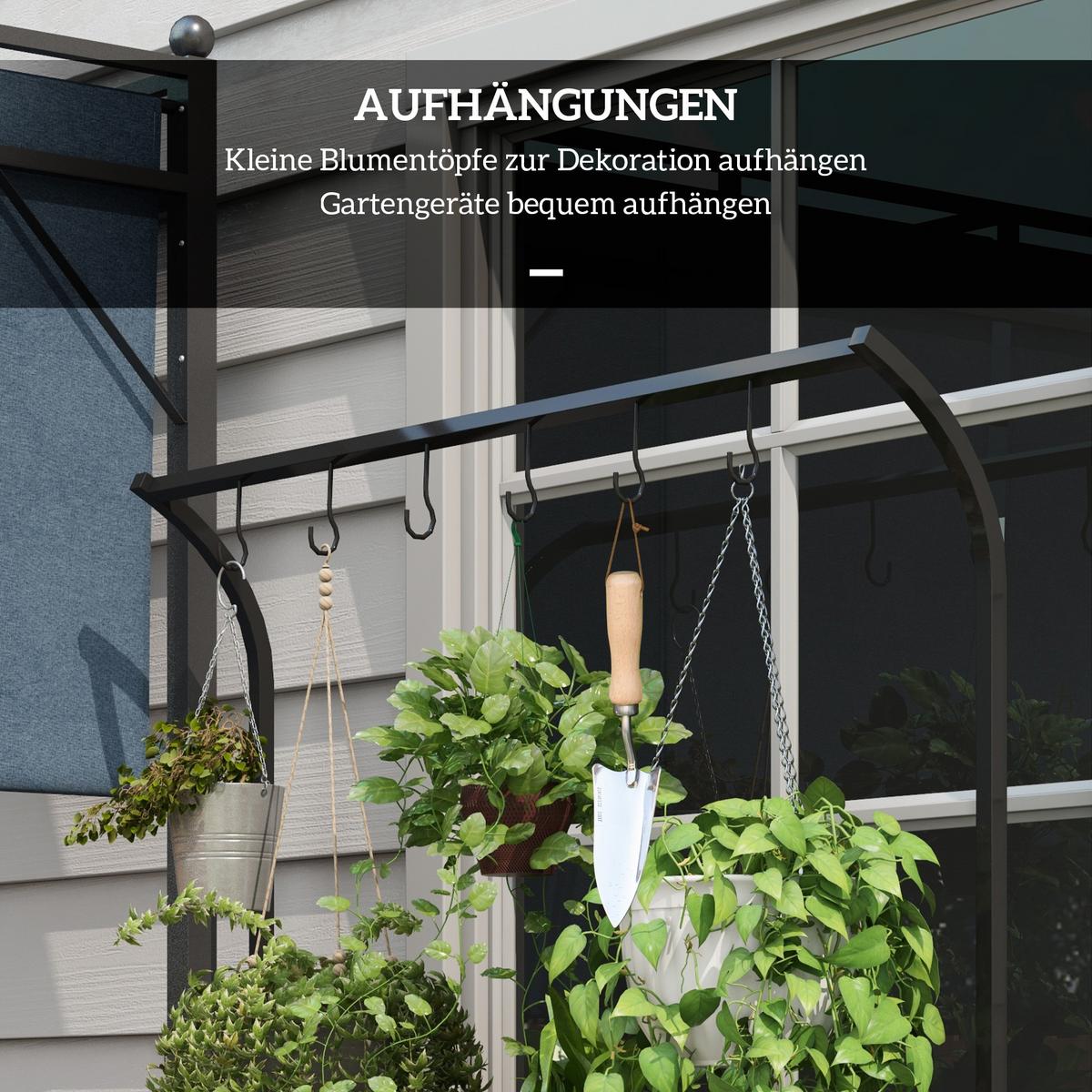 PFLANZENSTÄNDER, Pflanzentreppe, 3 Ebenen, mit 6 Haken, für Garten, Stahl, Schwarz - Schwarz, Metall (50/170/110cm) - Outsunny
