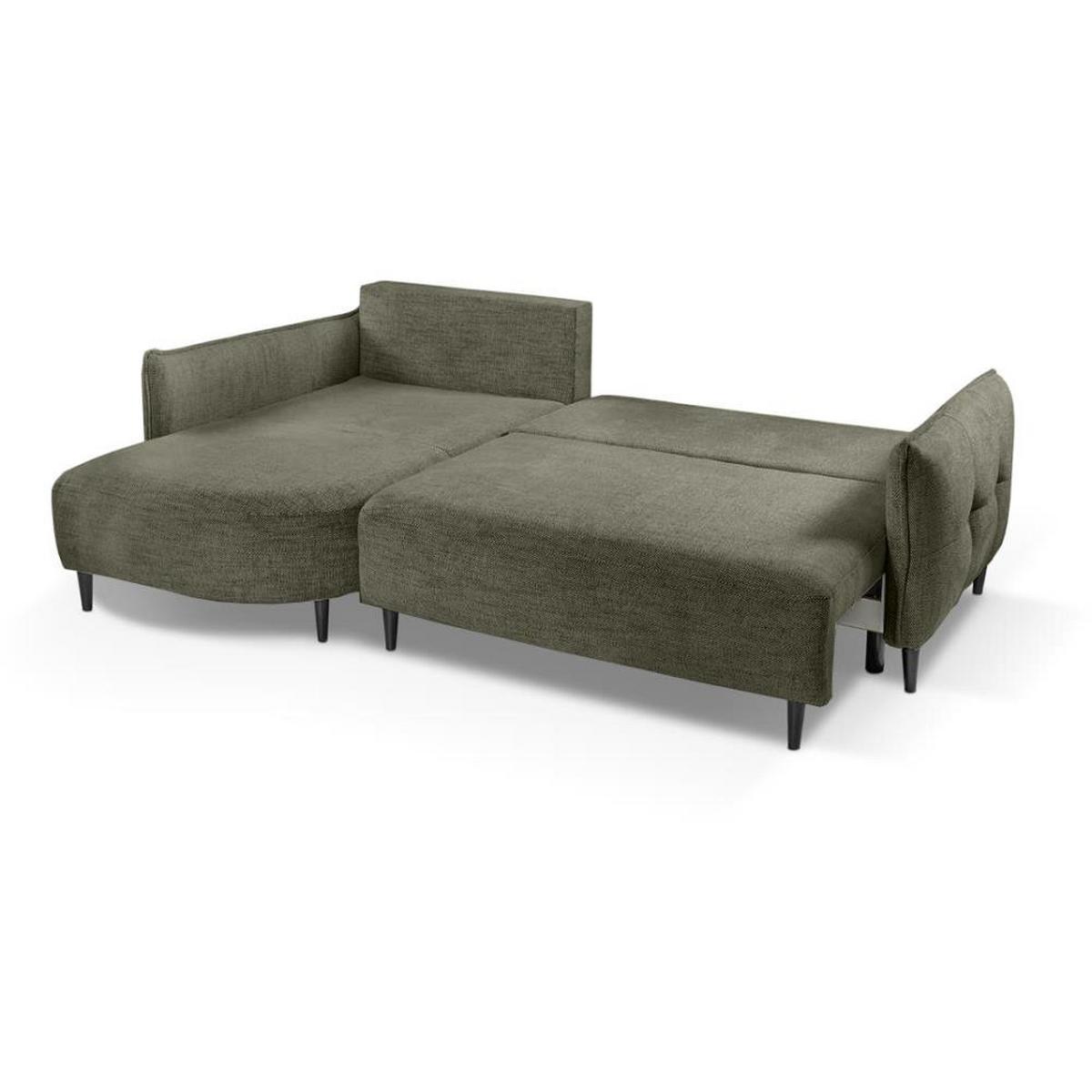 ECKSCHLAFSOFA Sycylia links grün - Schwarz/Grün, Textil (244/165cm) - Beautysofa