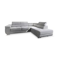ECKSOFA APIRO R-S Hellgrau Kordstoff mit Schlaffunktion - Silberfarben/Hellgrau, Holz/Textil (276/202cm) - MASSENO