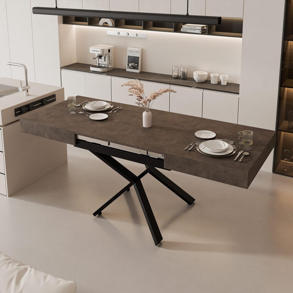 COUCHTISCH SANELLE X ausziehbar mit Liftfunktion, 120/80/76 cm Schwarz/Braun - Schwarz/Braun, Holzwerkstoff/Metall (120/80/27cm) - Idohome