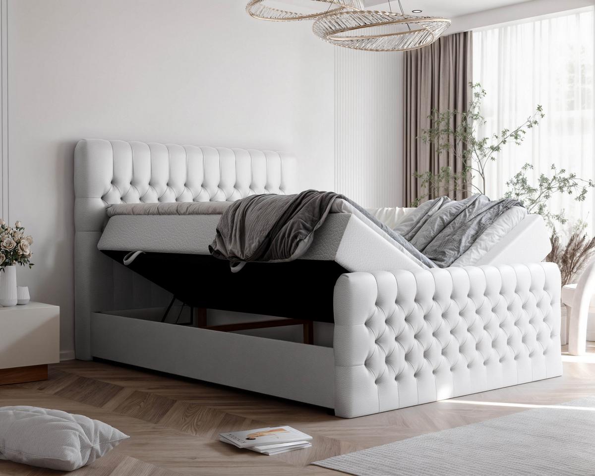 BOXBETT 140x200 cm mit Topper - Weiß, Holzwerkstoff/Textil (140/200cm) - Idohome