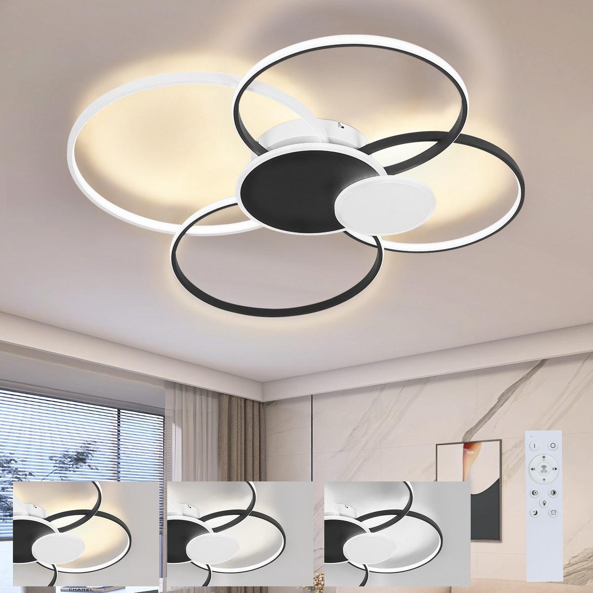 LED-DECKENLEUCHTE Christian 94/92/11 cm - Schwarz/Weiß, Kunststoff (94/92/11cm) - Nettlife