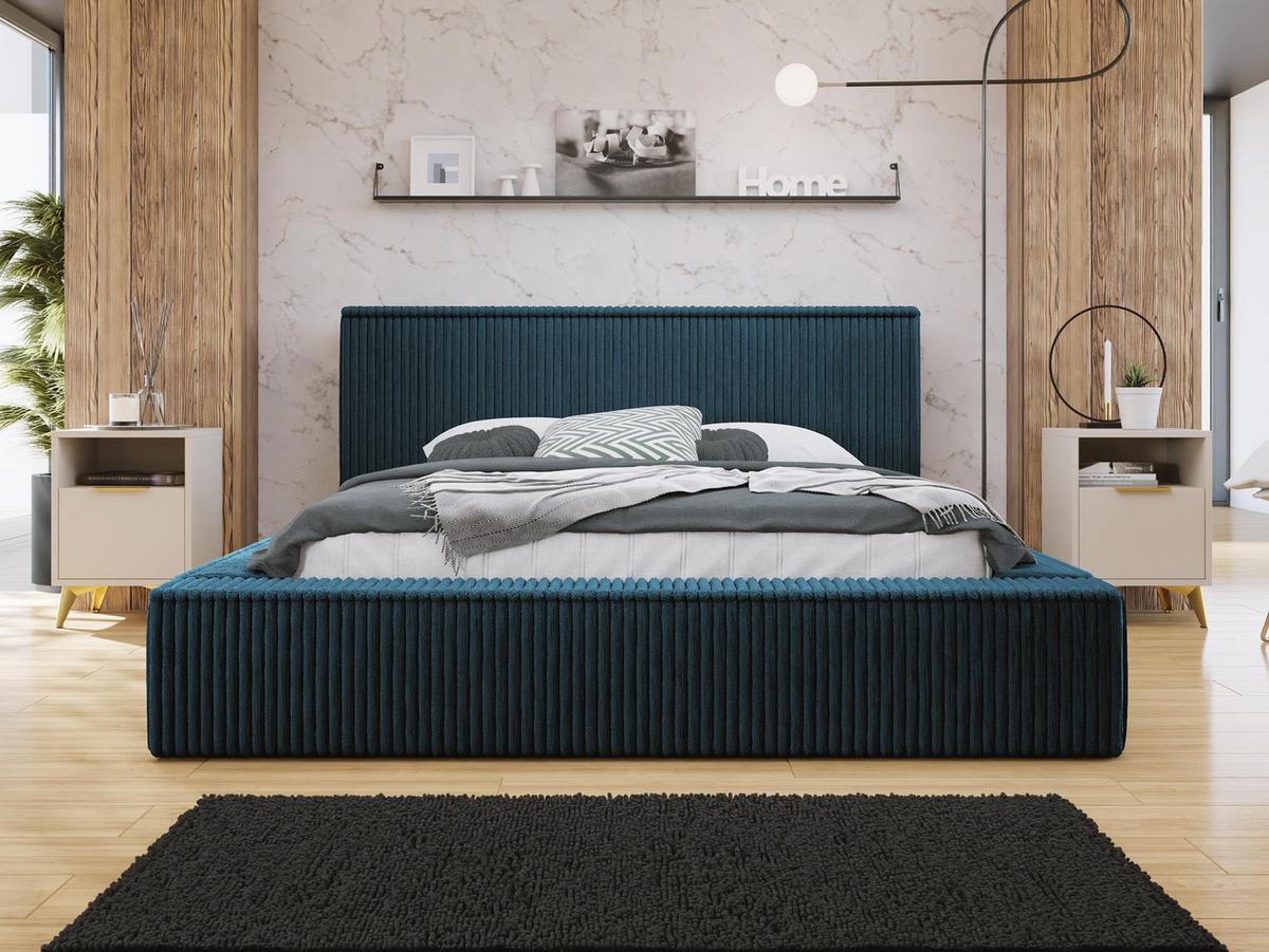 POLSTERBETT Glexi - Dunkelblau, Holz/Textil (180/200cm) - MIRJAN24