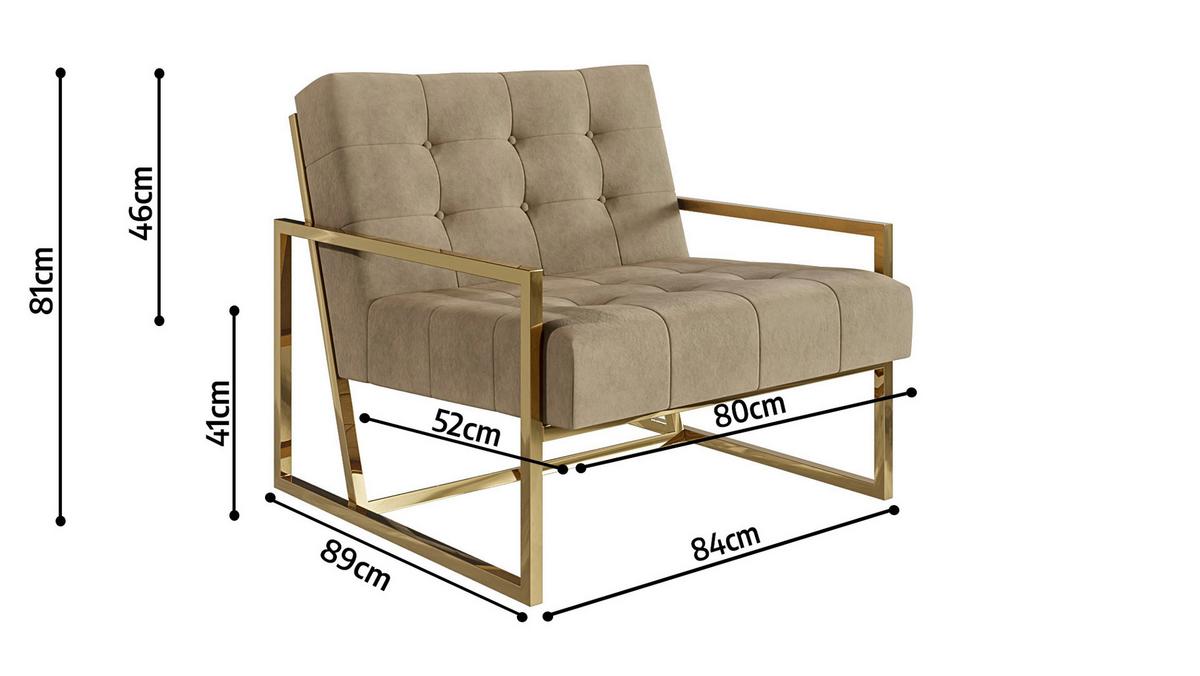 LOUNGESESSEL Duban Beige Samtstoff - Beige/Goldfarben, Holz/Textil (84/81/89cm) - S-Style Möbel