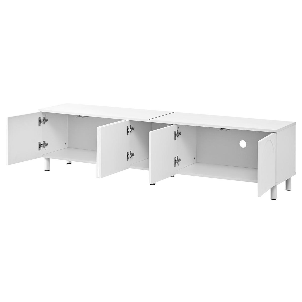 TV-LOWBOARD Weiß 180cm mit 5 Türen Bogen-Design & Metallfüßen - Weiß, Holzwerkstoff (180/45/38cm) - Urban Meuble