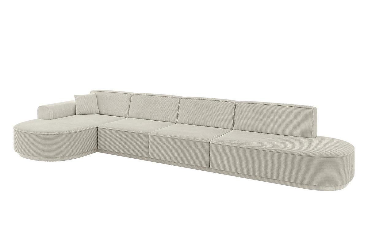 ECKSOFA Ottomane Links MARI-L3 - 413x171x79 cm Creme Cord - Hellgrau/Creme, Holzwerkstoff/Kunststoff (165/406cm) - ALTDECOR