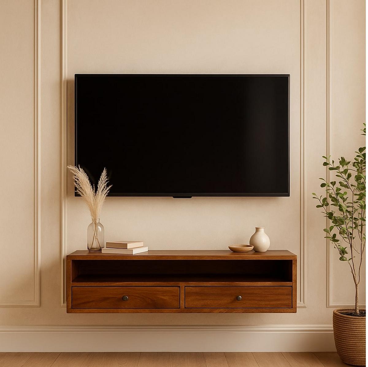 MEDIENEINHEIT mit Kastanien-Finish, 2 Schubladen, 1 offene Ablage, Braun - Braun, Holz (88/24/32cm) - Artisan Furniture
