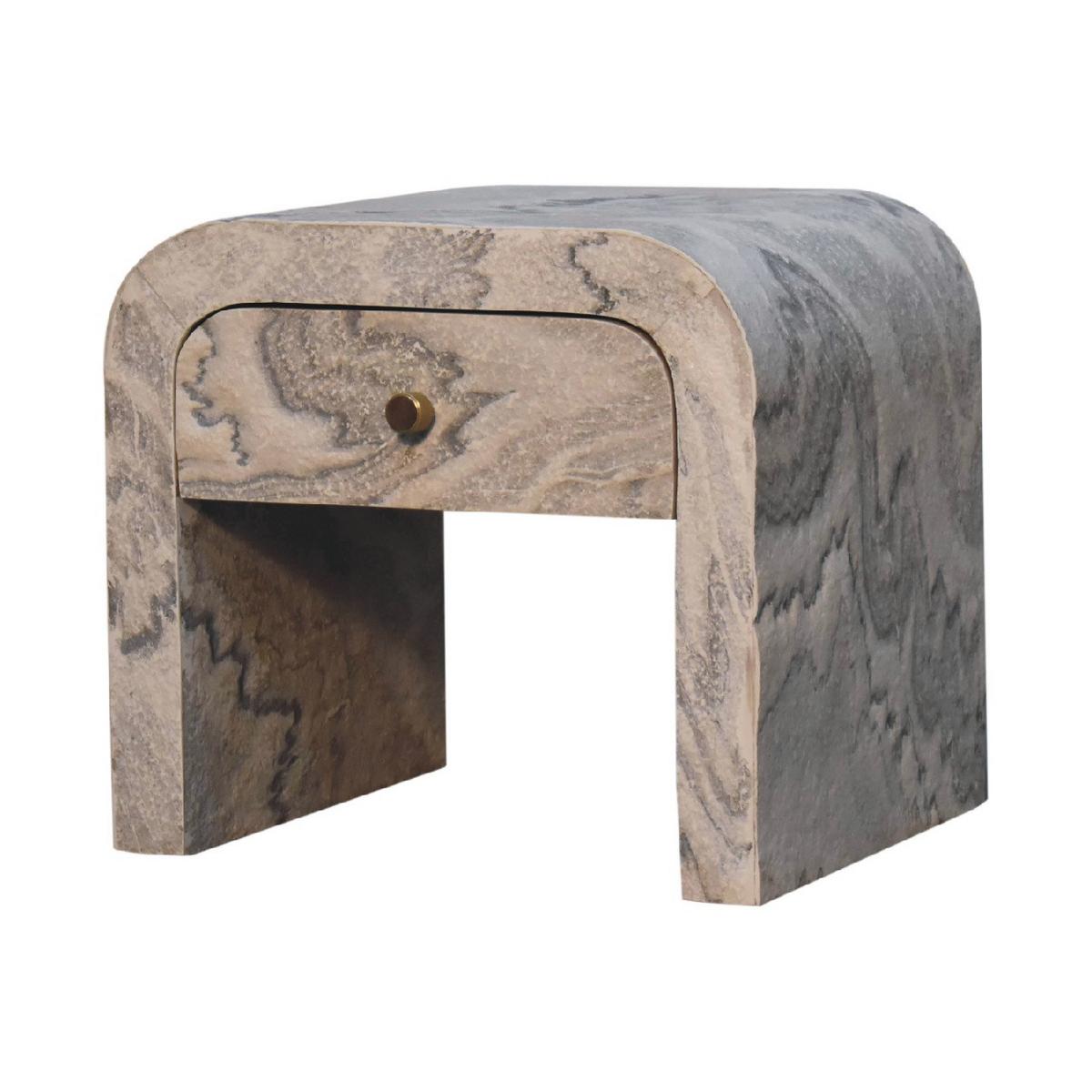 NACHTTISCH aus Massivholz, 1 Schublade, Weiß - Messingfarben/Weiß, Holz/Metall (45/40/35cm) - Artisan Furniture