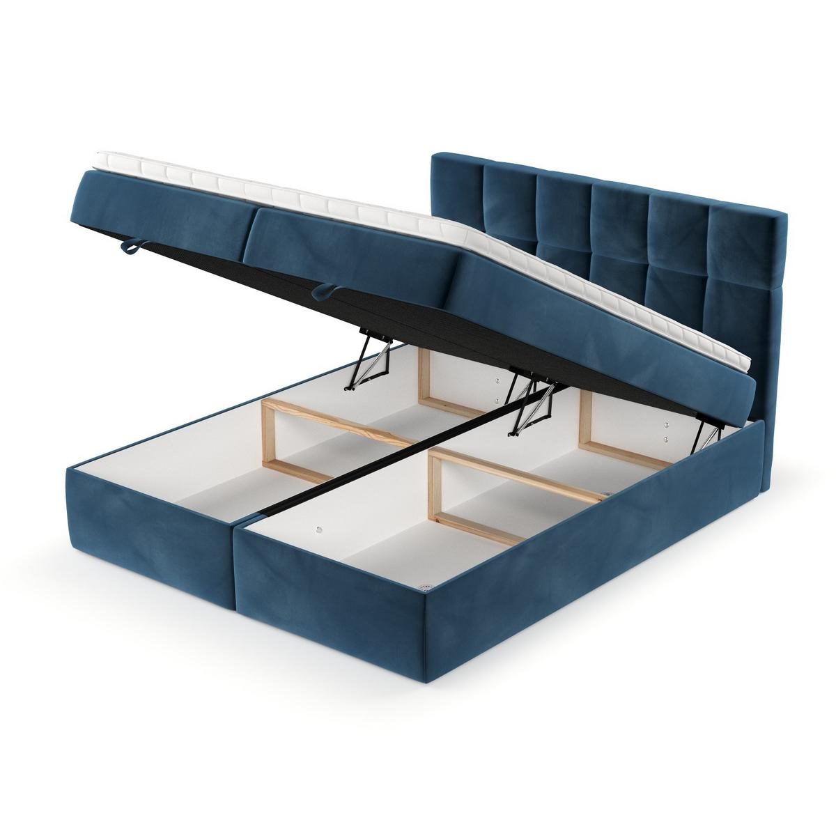 BOXBETT Savio 200/200 cm Dunkelblau im Kronos Stoff - Schwarz/Dunkelblau, Holz/Holzwerkstoff (200/200cm) - AltaBeds