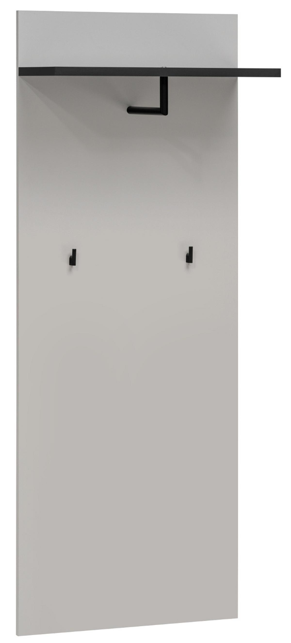 GARDEROBENPANEEL Kaschmir, schwarz 60 x 157 cm, Wandgarderobe mit Kleiderstange - Kaschmir/Schwarz, Holzwerkstoff/Metall (60/157/28cm) - Inn.Furn