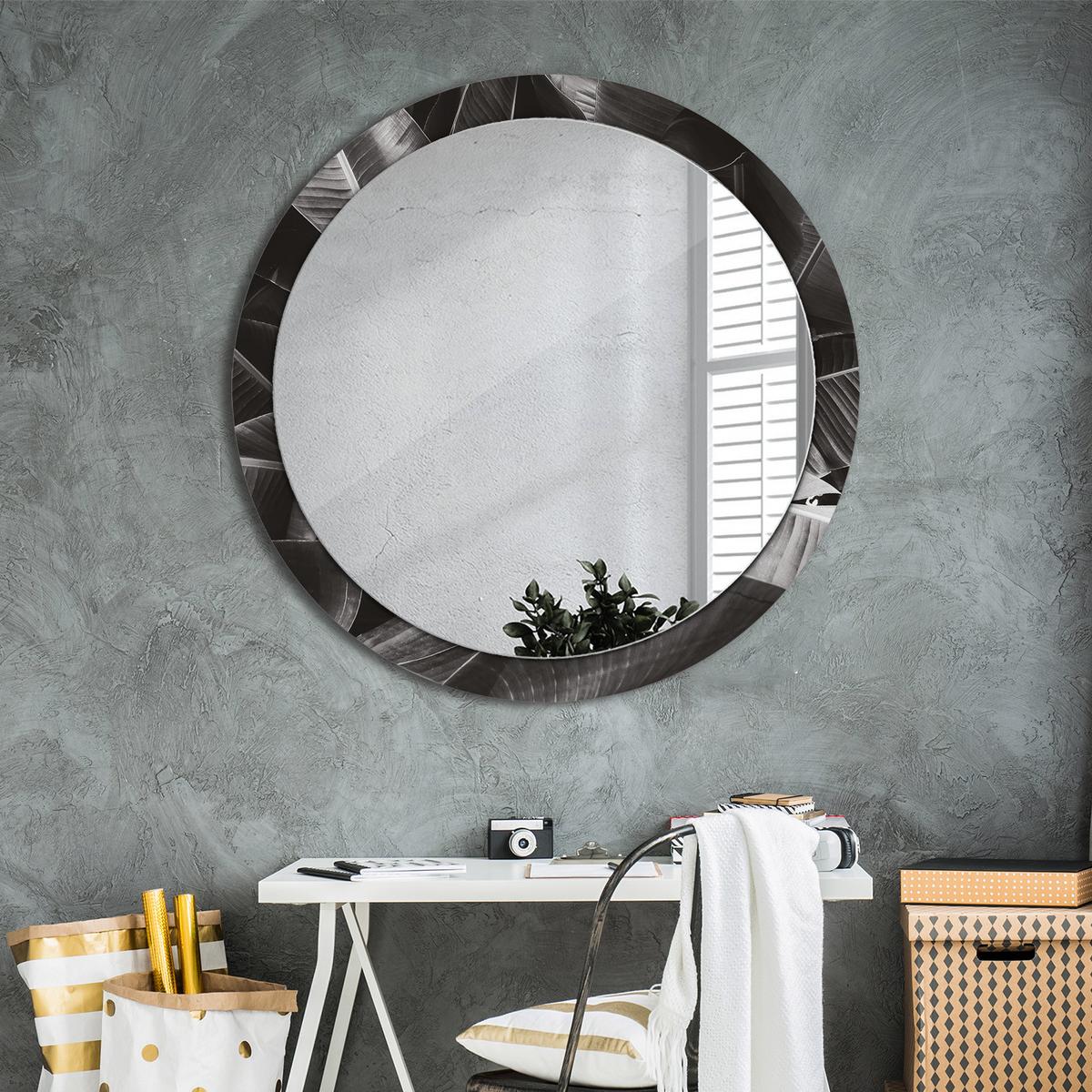 SPIEGEL Rund Ø 100 cm mit Aufdruck - Grau, Glas (100/100/0.4cm) - Wallfluent