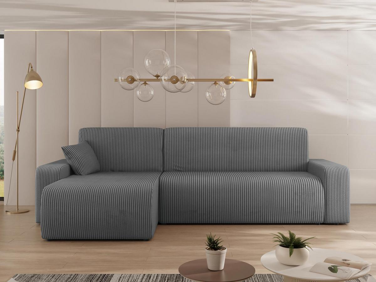 ECKSOFA Piano L Cord - Schwarz/Grau, Holz/Kunststoff (244/145cm) - MIRJAN24