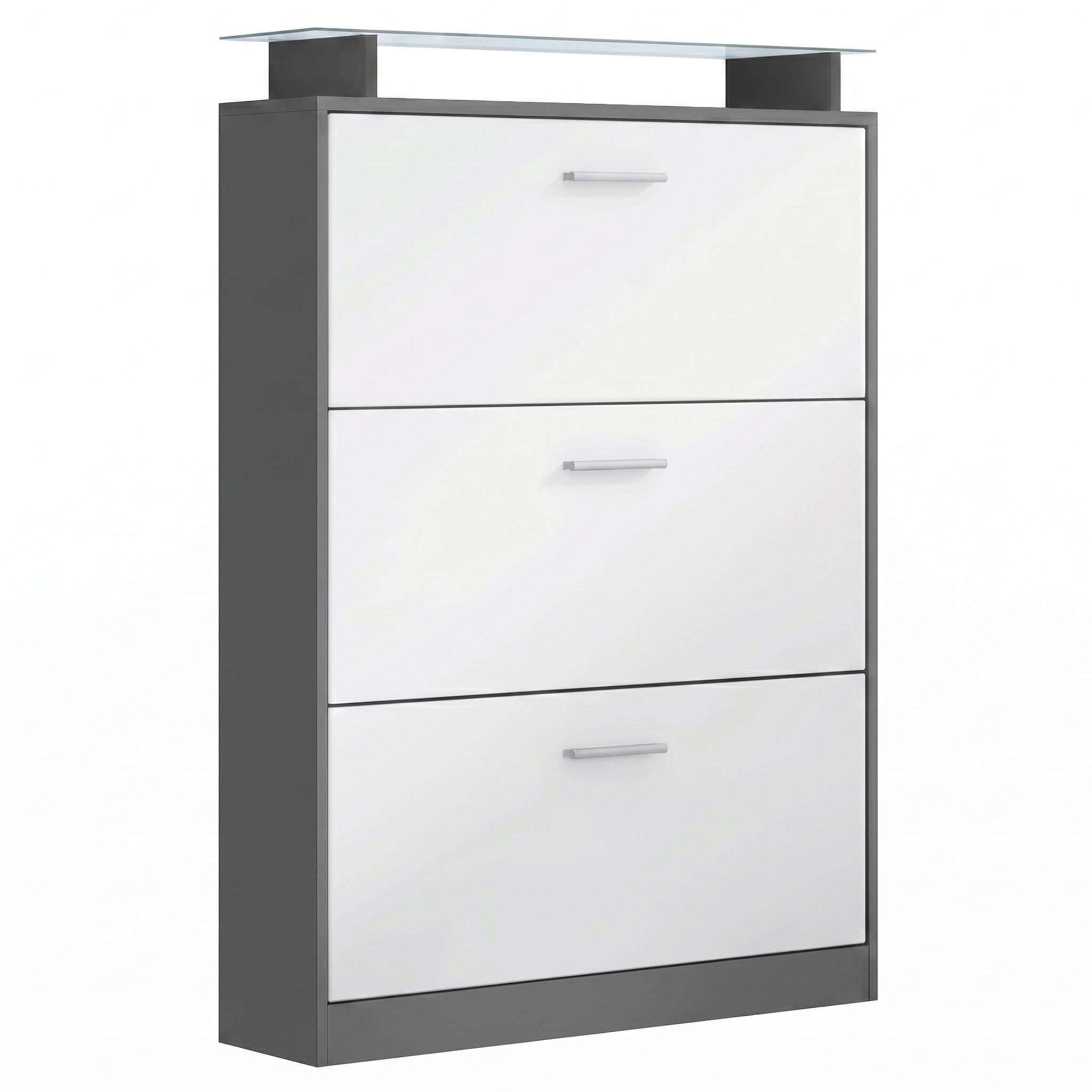 SCHUHSCHRANK Lavia Front in Weiß matt - Weiß, Holzwerkstoff (89/128/23cm) - Vladon