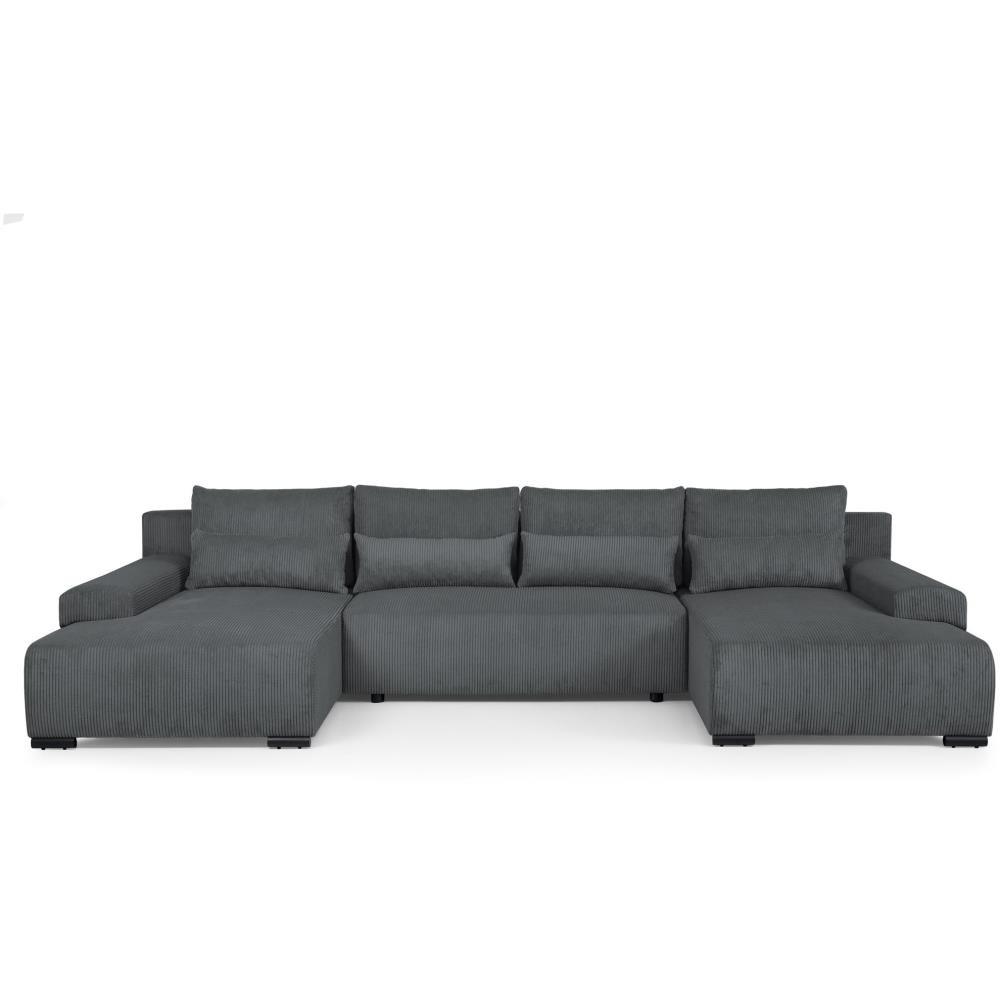WOHNLANDSCHAFT Benny U grau - Schwarz/Grau, Textil/Metall (350/85/186cm) - Beautysofa