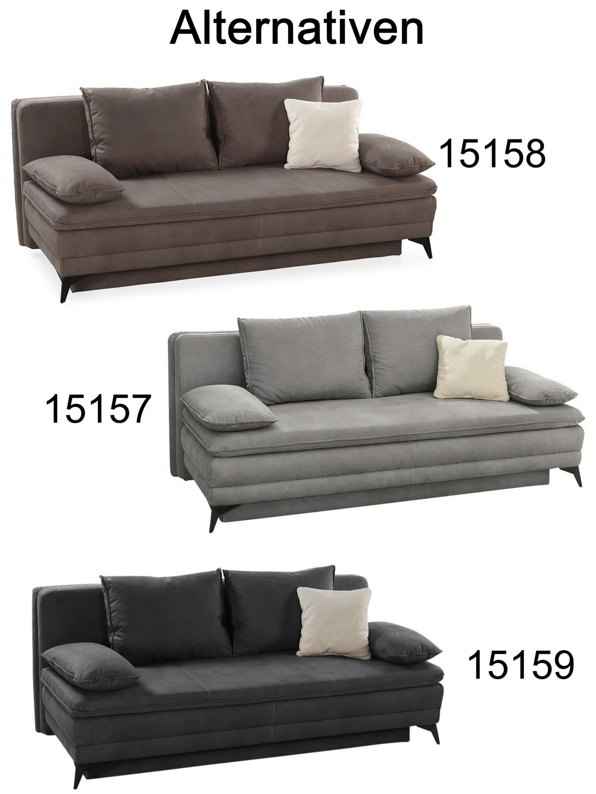 DAUER-SCHLAFSOFA Wellenunterfederung integr.Topper Bettkasten B202/T105/H90 cm, Liegefläche 158x199 cm, Mikrofaser Braun / 15158 - Schwarz/Braun, Textil/Metall (202/90/105cm) - luma-home
