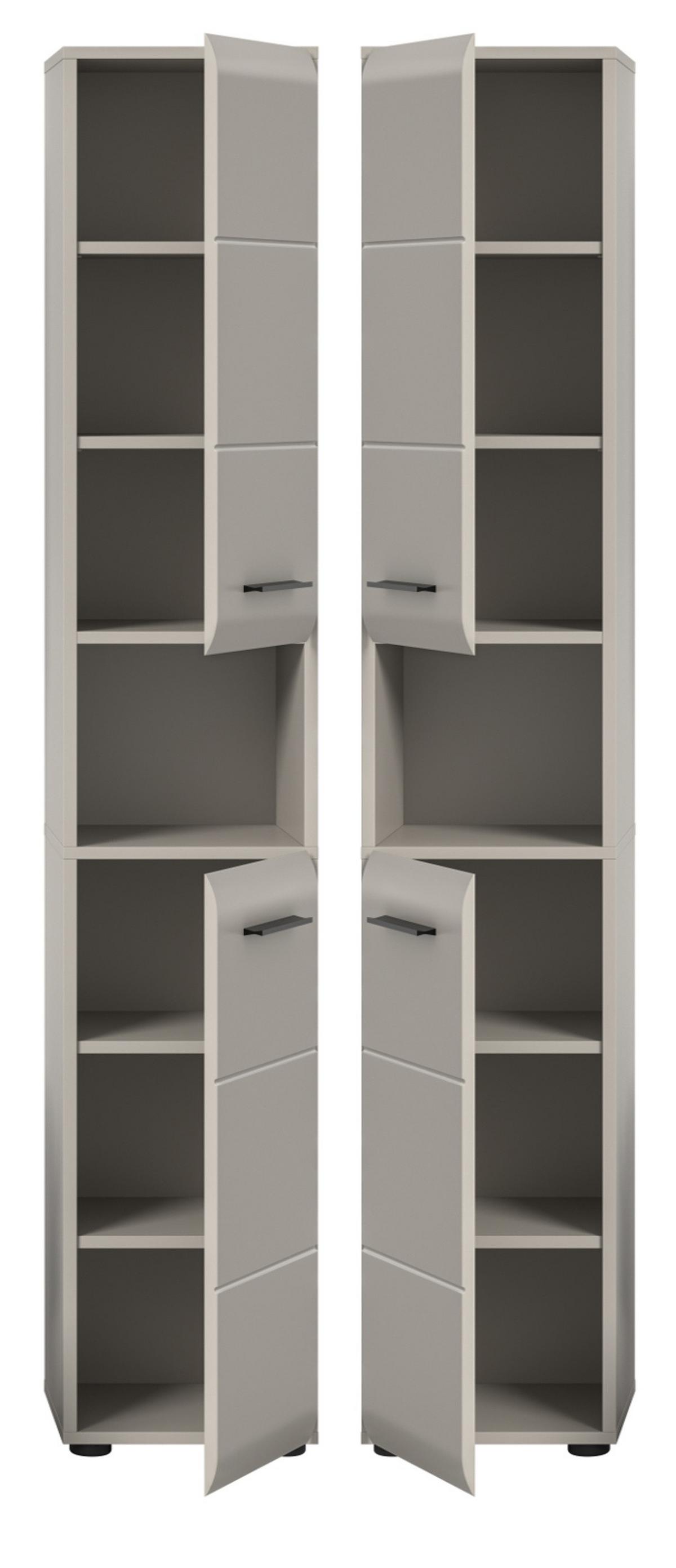 HOCHSCHRANK Kaschmir 30 x 185 cm, Badschrank mit wechselbarem Türanschlag - Kaschmir/Schwarz, Holzwerkstoff/Kunststoff (30/185/30cm) - Inn.Furn