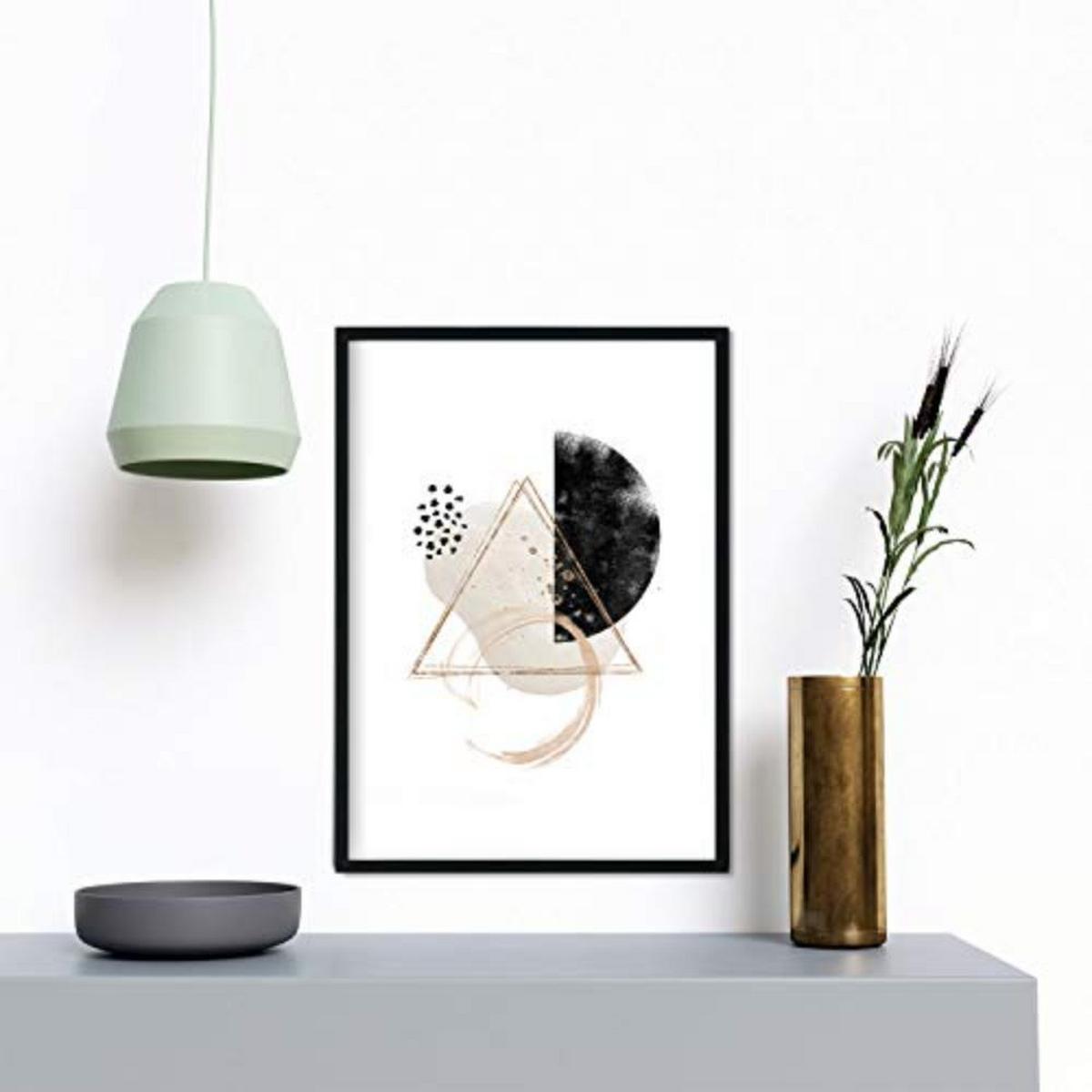 POSTER Set mit 4 Abstrakte Formen und Figuren Braun A4 Schwarzer Rahmen - Schwarz, Papier (29.7/3cm) - Nacnic