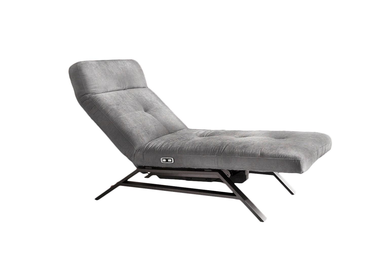 LIEGE MIT MOTORISCHER RELAXFUNKTION AMERIVA Grau Velvet Relaxfunktion - Silberfarben/Grau, Textil (80/110/158cm) - KAWOLA