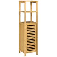 BADEZIMMERSCHRANK höhevestellbar, ca. 33 x 30 x 120 cm Naturholz - Naturfarben, Naturmaterialien (29.9/120/32.9cm) - Kleankin