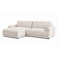 ECKSOFA MARLIN Cremeweiß Flachgewebe - Creme/Schwarz, Kunststoff/Textil (262/168cm) - KAWOLA