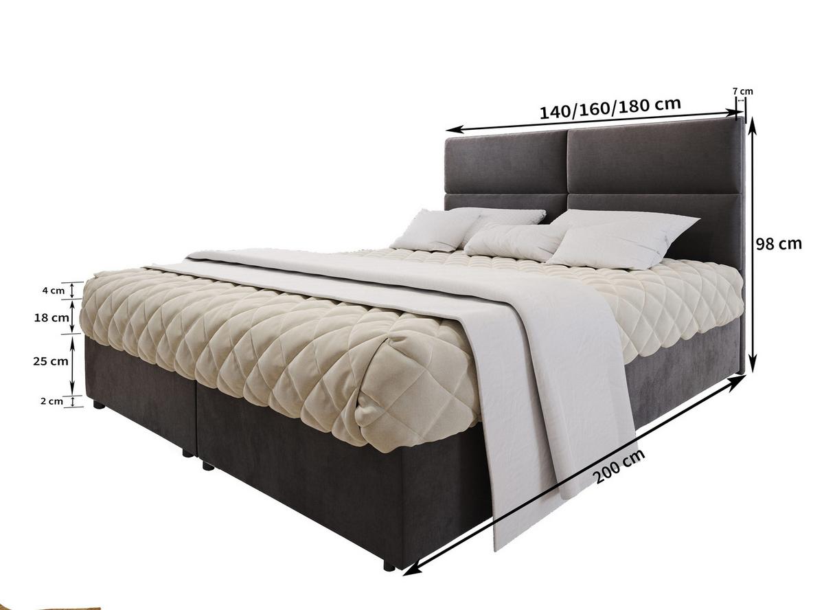 BOXBETT LONIS 140x200 cm mit Matratze und Topper - Grau - Grau, Holz (140/200cm) - MASSENO