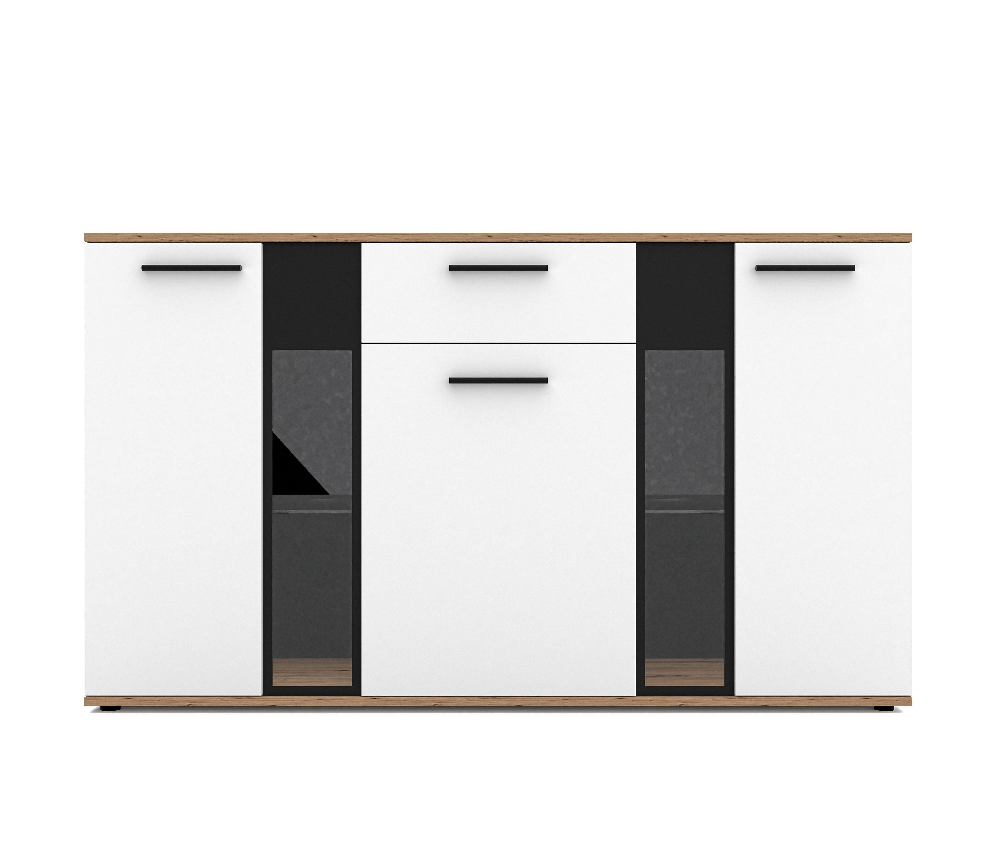 SIDEBOARD Formilo Artisan Eiche, Weiß Matt 140,4/80/40,2 cm – Kommode - Eiche Artisan/Weiß, Holzwerkstoff/Kunststoff (140/80/40cm) - AX Living