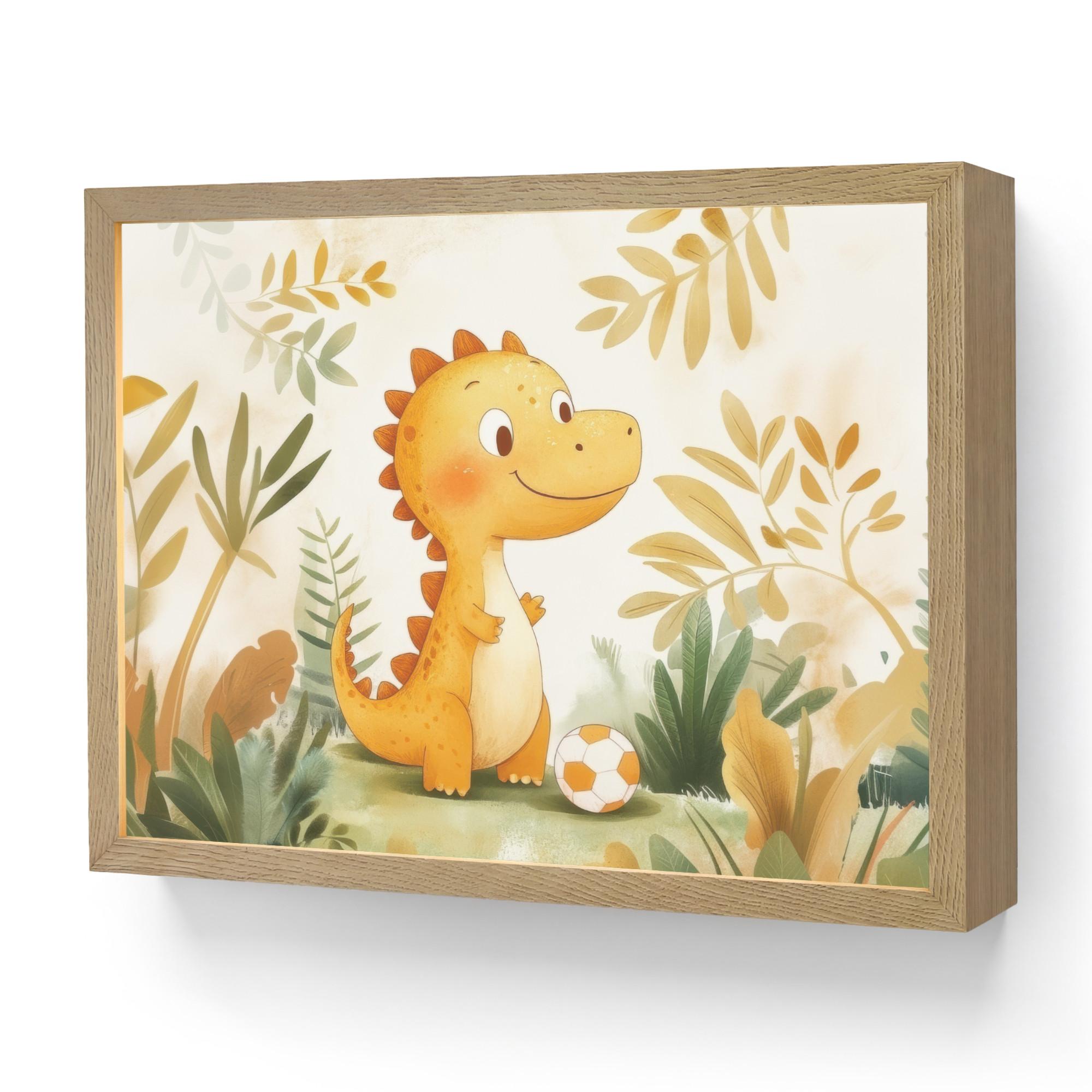 WANDLEUCHTE MIT AKKU Dino - Fußball - Orange 40x30 cm - Beige, Holzwerkstoff (40/30/8cm) - OnlyWow