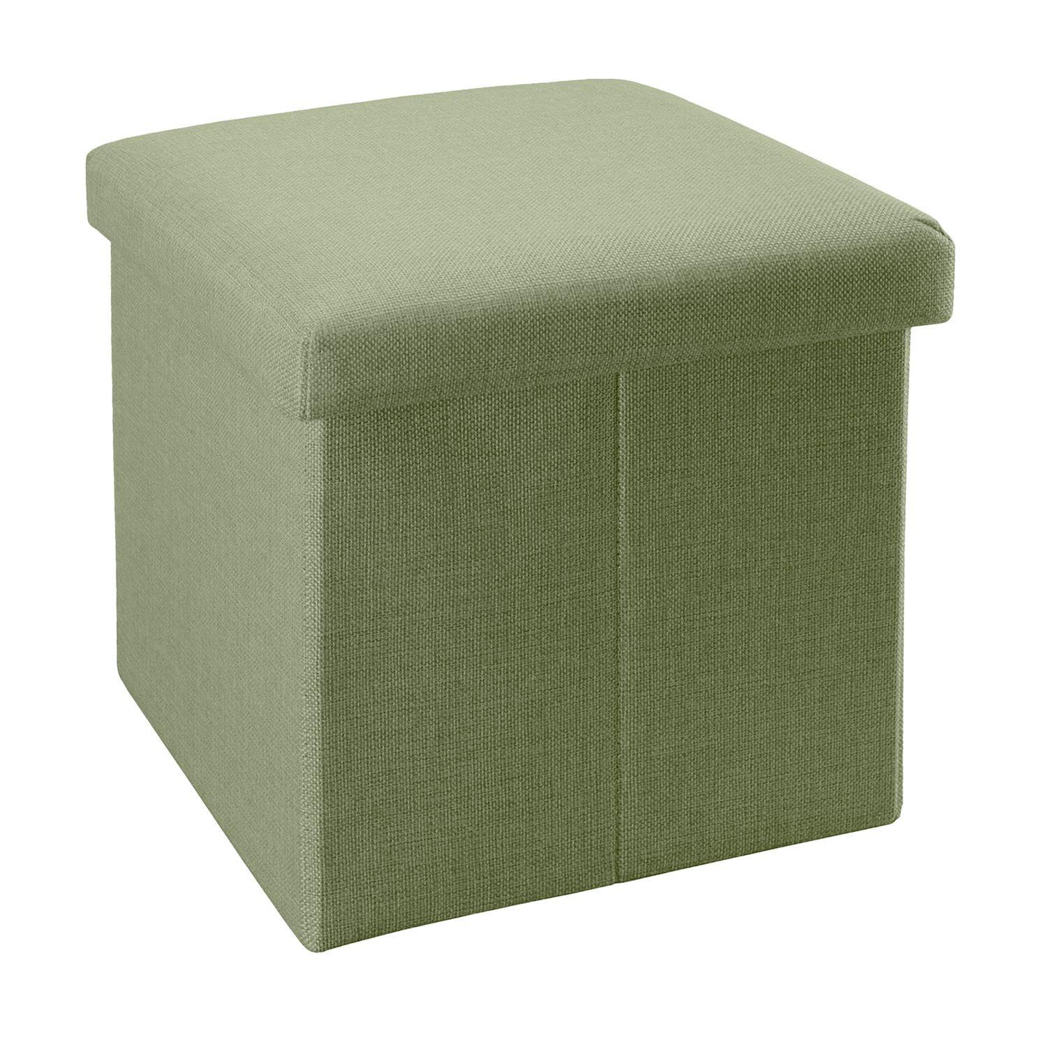 SITZHOCKER mit Stauraum 30/30/30 cm (Grün) - Hellgrün, Textil (38/38/38cm) - Intirilife