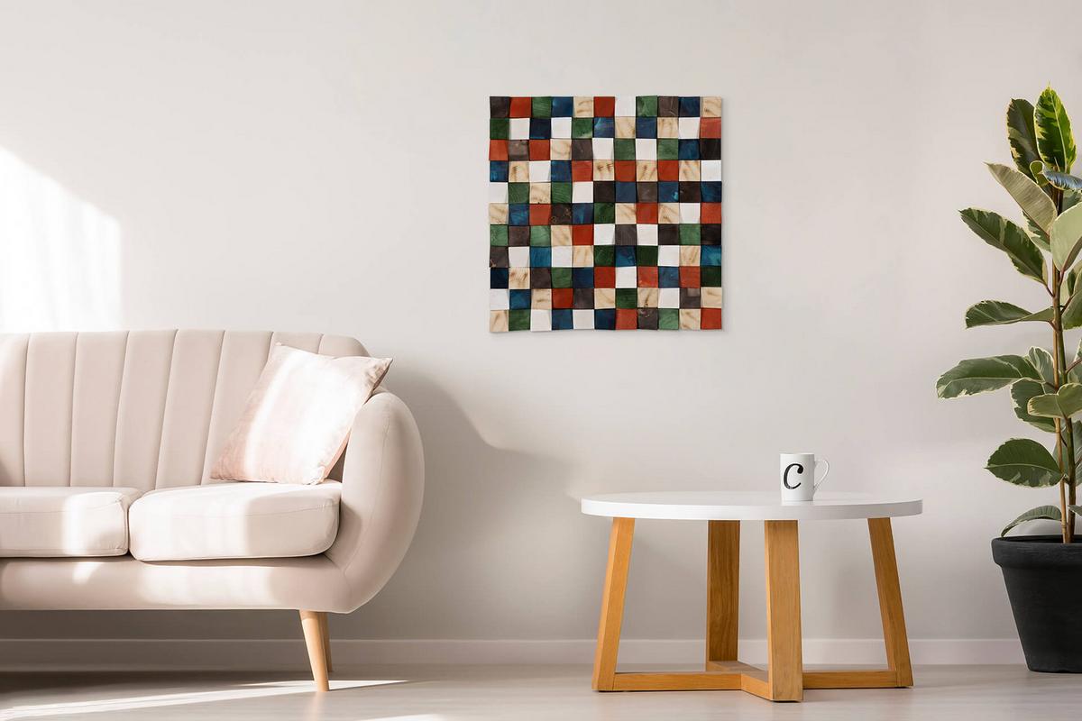 HOLZBILD Bunt 75/75 cm - Multicolor, Holz (7/75cm) - KUNSTLOFT