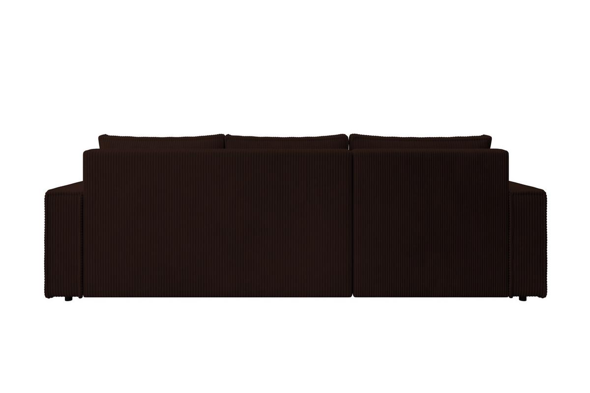 ECKSOFA CUDDY L, Eckcouch in L-Form mit Schlaffunktion und Bettkasten, Farbe: Dunkelbraun, Cordstoff, Ottomane Links - Dunkelbraun, Textil (240/140cm) - Storez24