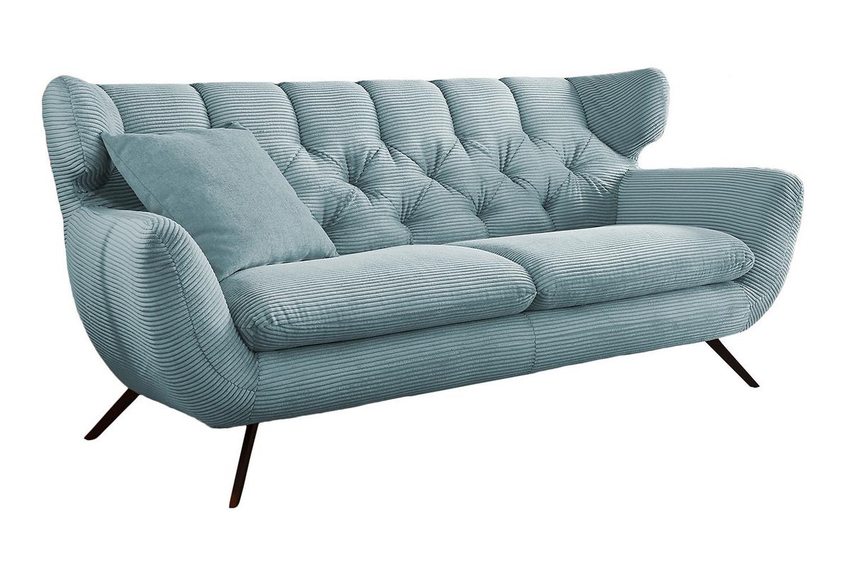 SITZGRUPPE CHARME Hellblau Cord - Hellblau, Textil (225/94/95cm) - KAWOLA