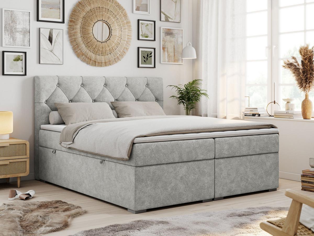 BOXBETT ALDA 120/200 Hellgrau Struktur - H3 - Hellgrau, Holz/Textil (120/200cm) - MKS