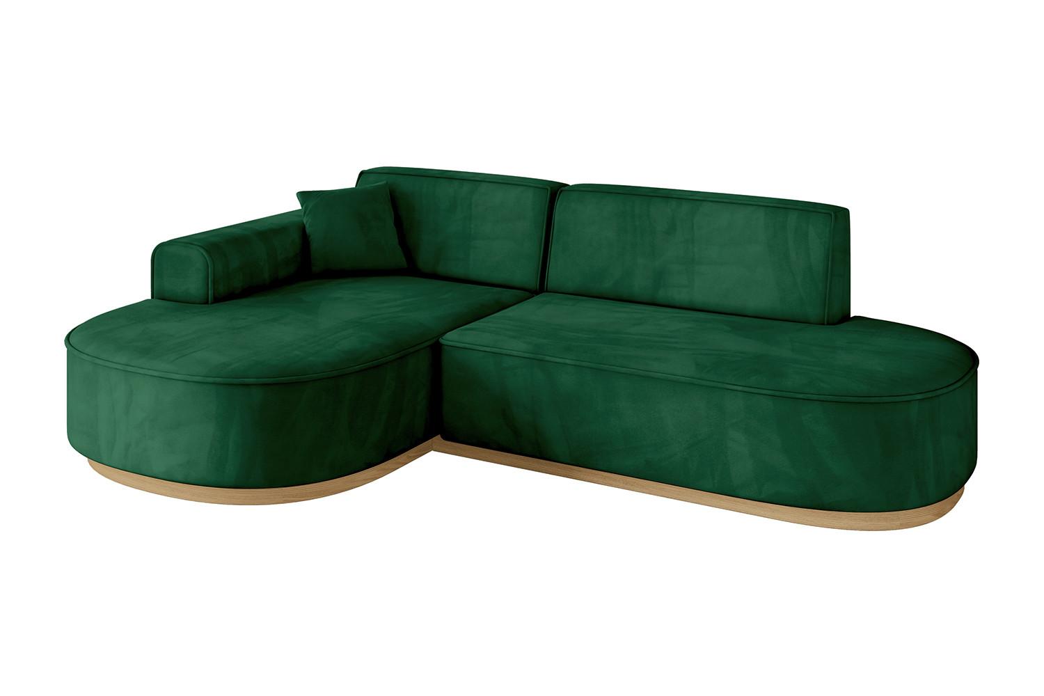ECKSOFA Ottomane Links MARI-L1-v2 - 243x171x83 cm Dunkelgrün Velours - Dunkelgrün, Holzwerkstoff/Textil (243/171cm) - ALTDECOR