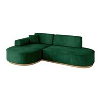 ECKSOFA Ottomane Links MARI-L1-v2 - 243x171x83 cm Dunkelgrün Velours - Dunkelgrün, Holzwerkstoff/Textil (243/171cm) - ALTDECOR