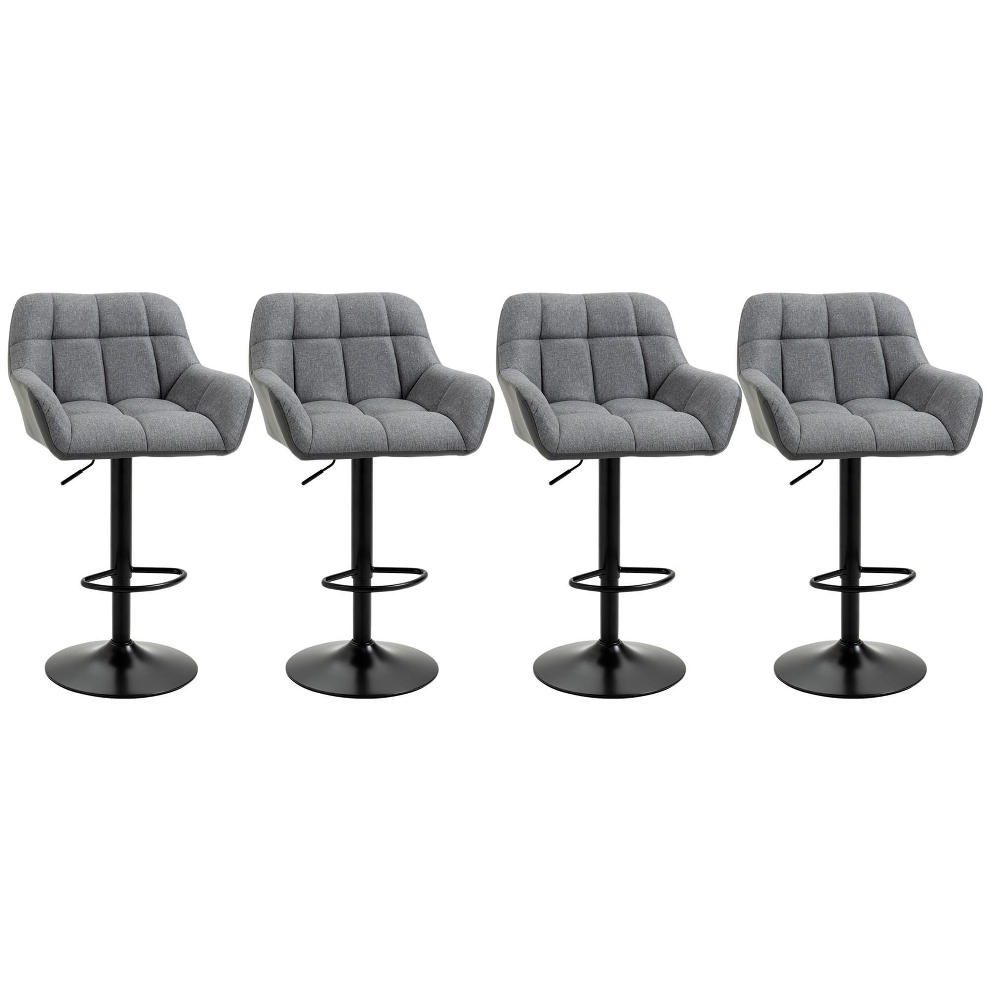 BARHOCKER 4ER-SET aus Kunstleder Grau - Grau, Leder (52.5/114/57.5cm) - HOMCOM