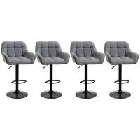 BARHOCKER 4ER-SET aus Kunstleder Grau - Grau, Leder (52.5/114/57.5cm) - HOMCOM