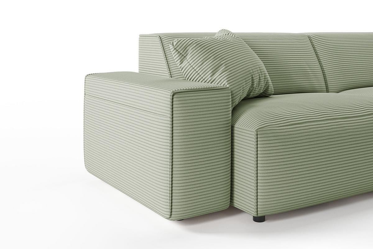 ECKSOFA RANI Grün Cord - Schwarz/Olivgrün, Kunststoff/Textil (299/189cm) - KAWOLA