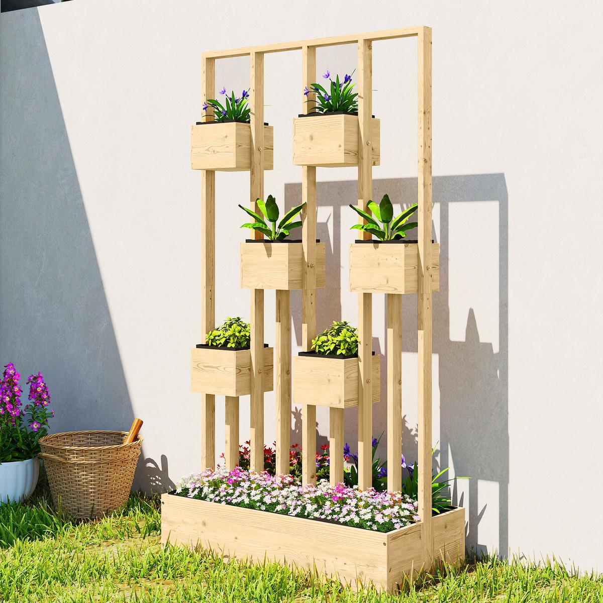 HOCHBEET aus Tannenholz 90/45/170 cm - Naturfarben, Holz (45/170/90cm) - Outsunny