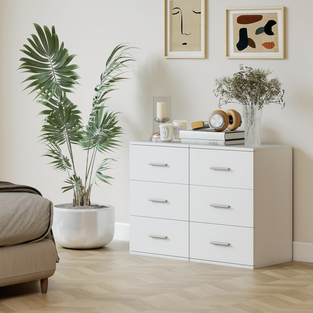 NACHTTISCH MDF Weiß - Silberfarben/Weiß, Holzwerkstoff/Metall (35/60/40cm) - HOMCOM