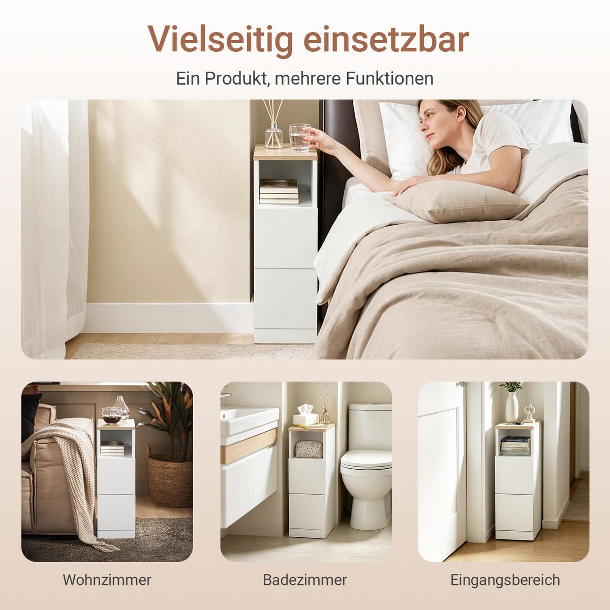 NACHTTISCH 2er Set, Beistelltisch mit 2 Schubladen, Weiß 20x35x60cm - Weiß, Holzwerkstoff (35/60/20cm) - SoBuy