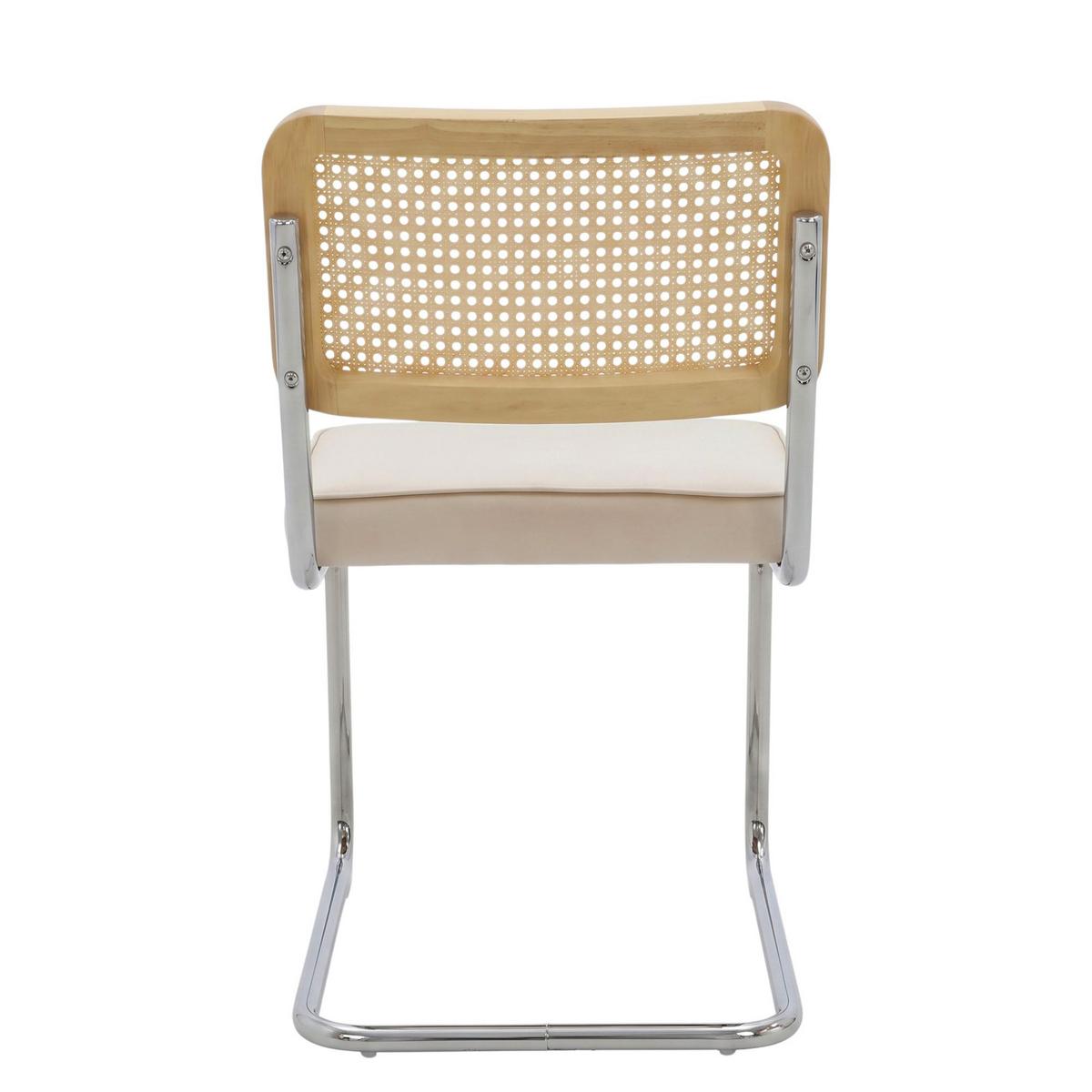 ESSZIMMERSTÜHLE 2er Set Freischwinger Rattan & Kunstleder - Beige, Leder (53/84.6/46.4cm) - Urban Meuble