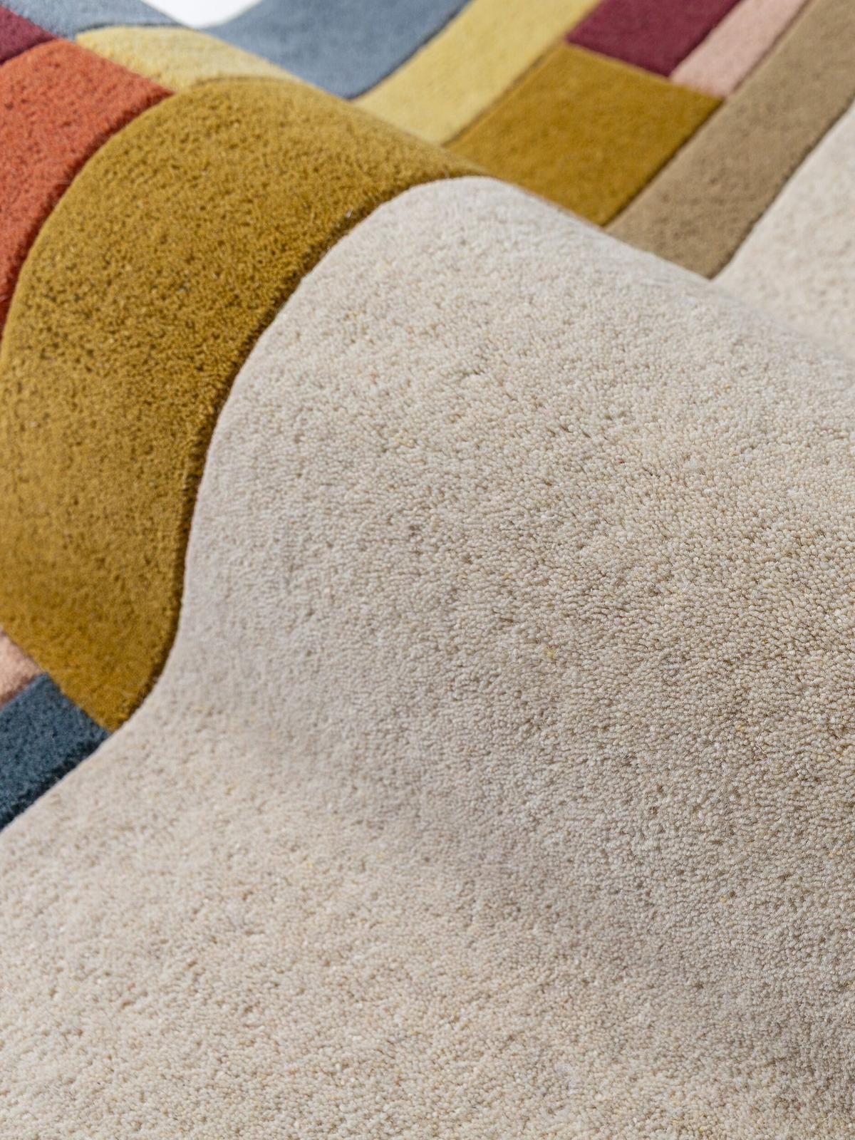 TEPPICH aus Wolle, handgetuftet, LUGAR, in Multi, Farbblock-Bordüre, 140 x 200 cm - Multicolor, Textil (140/200cm) - KADIMA DESIGN