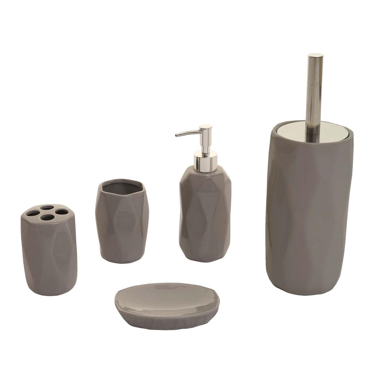 BADSET Grau 5er-Set - Grau, Keramik (13/32/10cm) - MCW